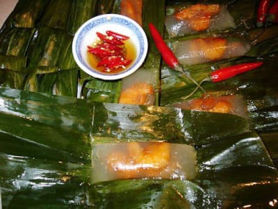 Bánh lọc bột sắn, tôm sông