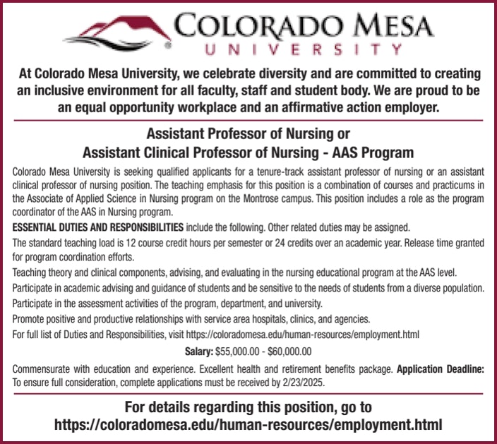 Assistant Professor of Nursing at Colorado Mesa University