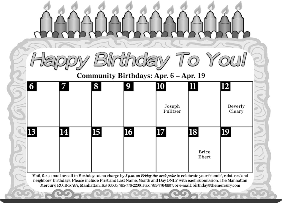 Community Birthdays for April 6-19