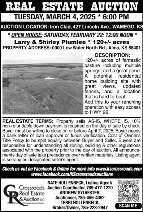 Real Estate Auction - 120+/- Acres in Alma, KS