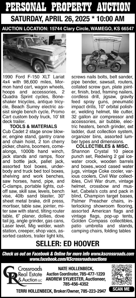 Personal Property Auction April 26, 2025