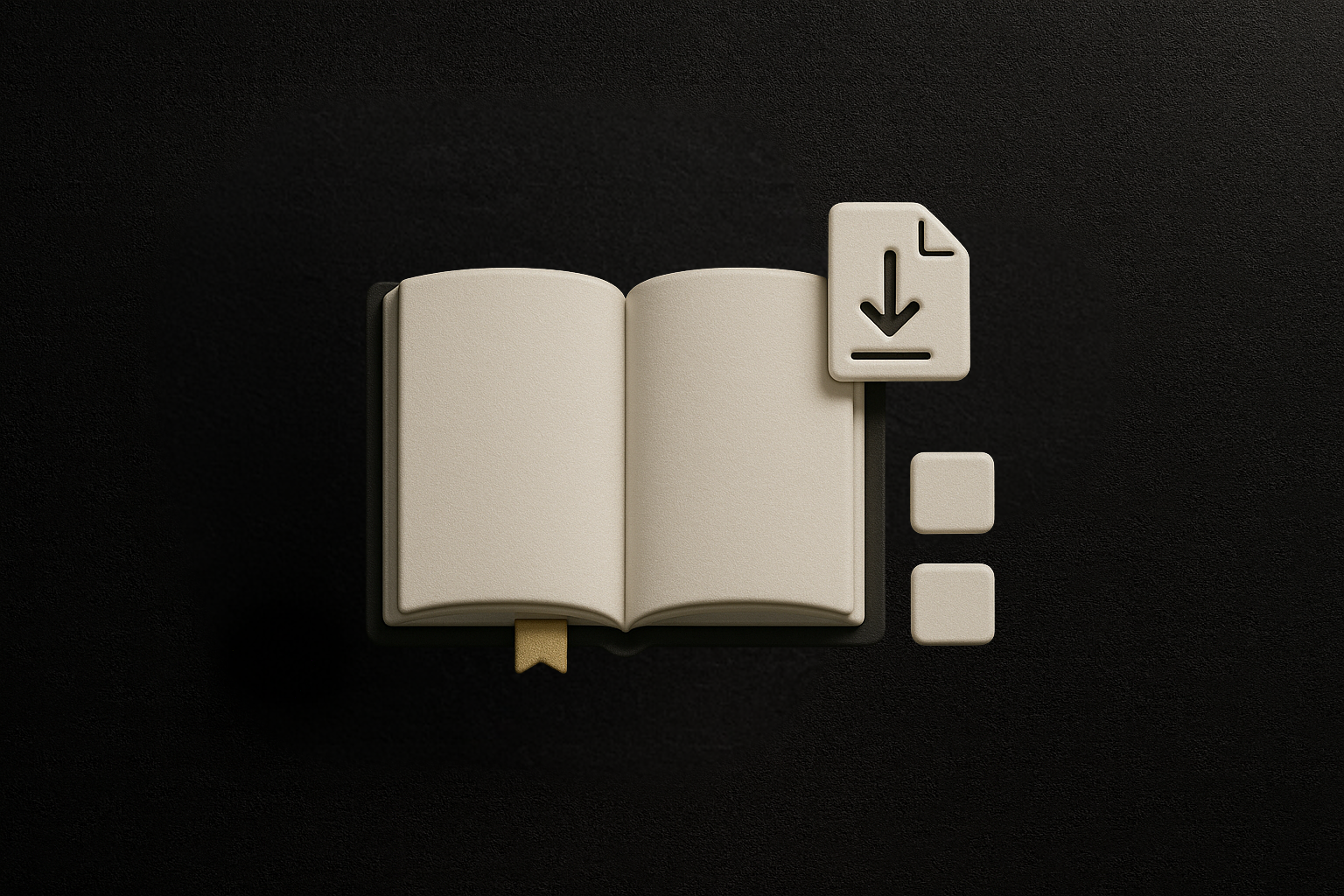 Open workbook with a bookmark and download symbol showing support materials