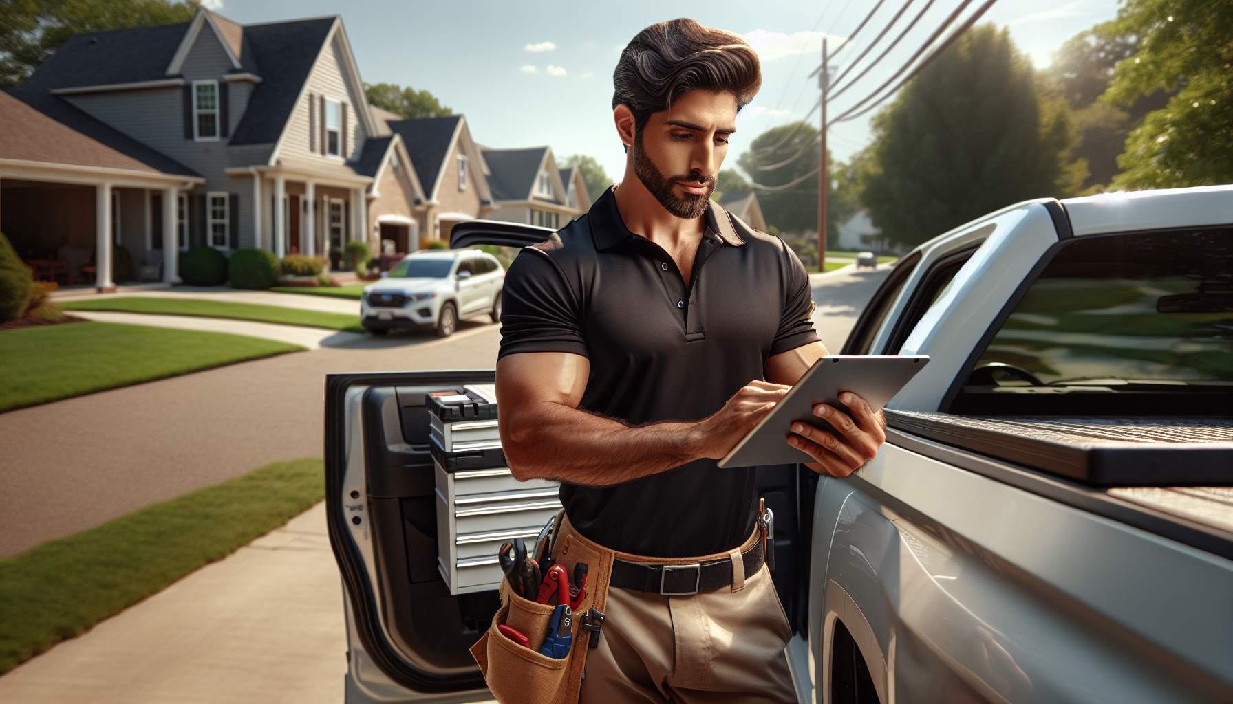qualify contractor leads - contractor reviewing lead qualification checklist on tablet before driving to estimate