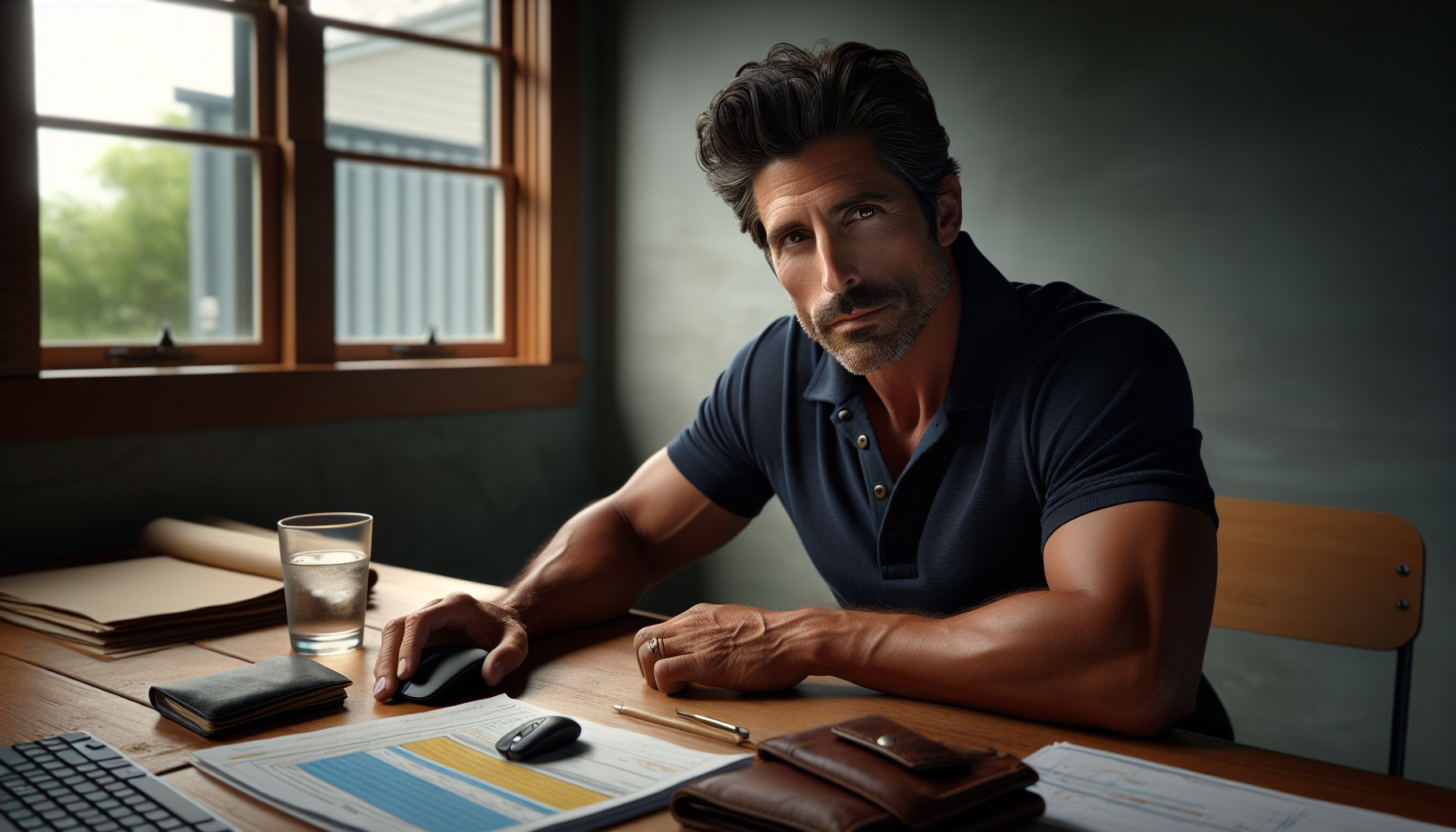 best CRM for contractors 2026 - contractor comparing CRM platforms on laptop with printed comparison chart at office desk