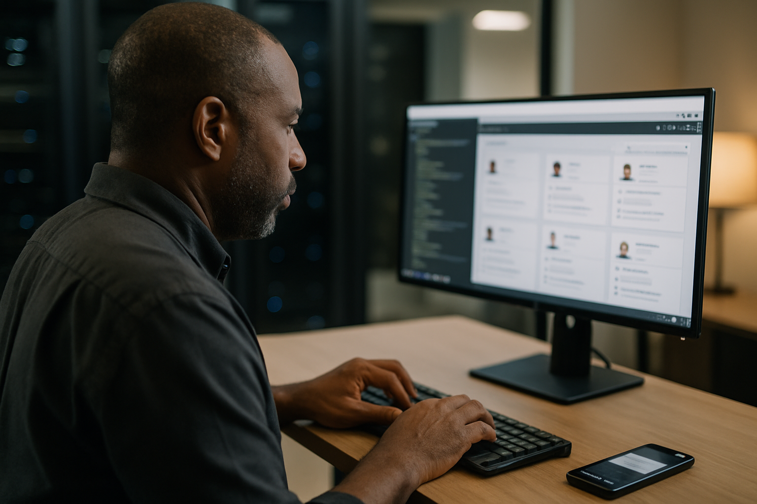 ai answering service for msp - IT professional reviewing overnight lead inquiry on CRM dashboard