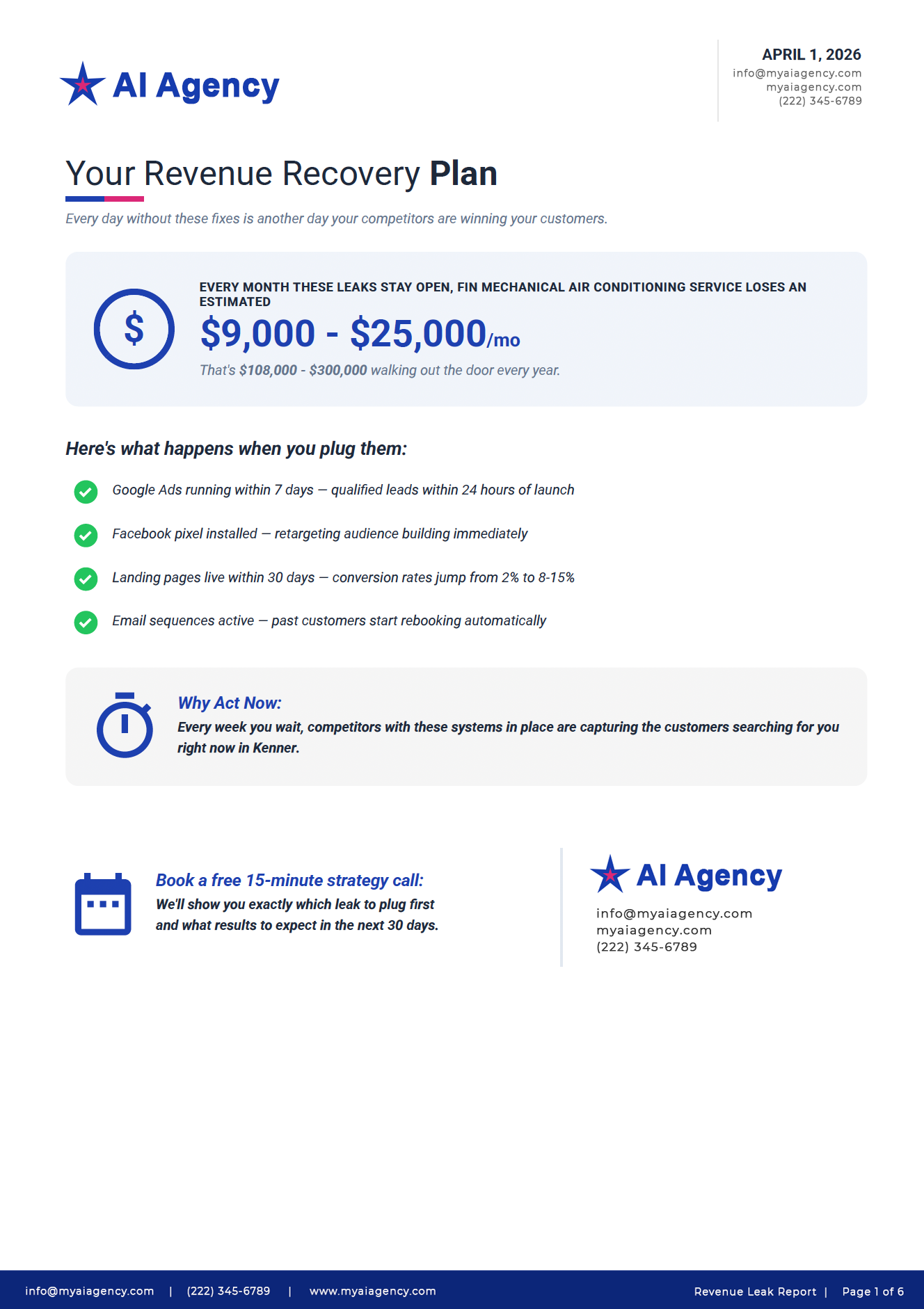 Revenue Recovery Plan page