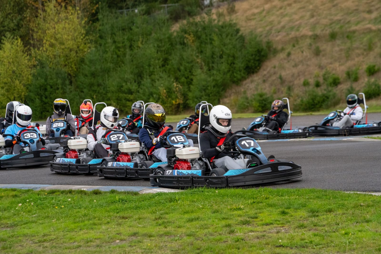 Racing Karts on a race track