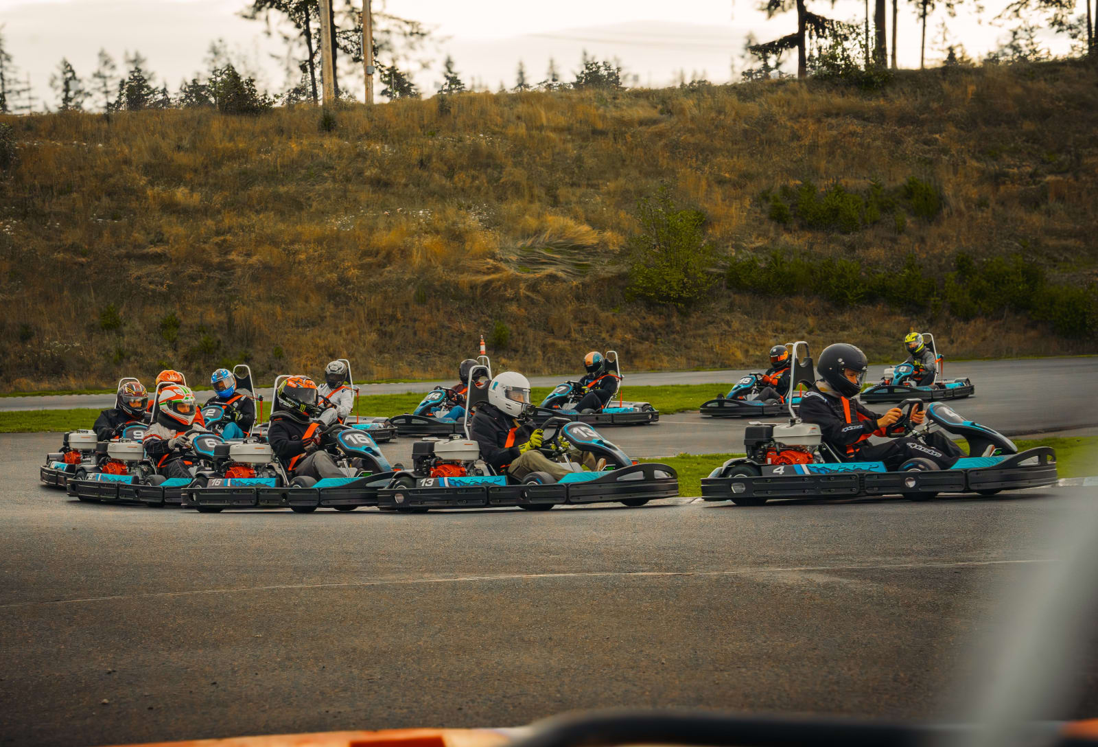 Racing Karts on a race track
