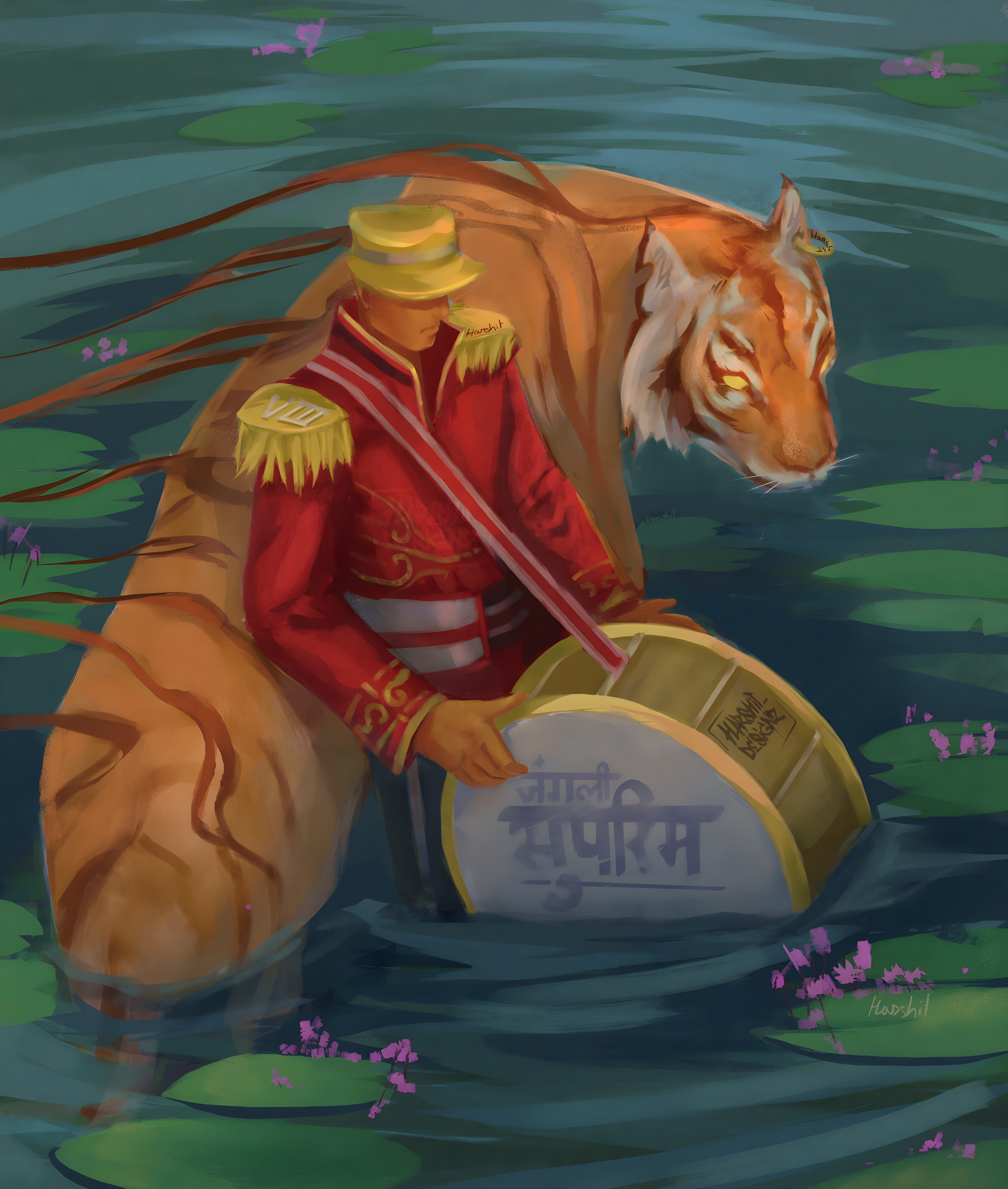 Tiger and drummer