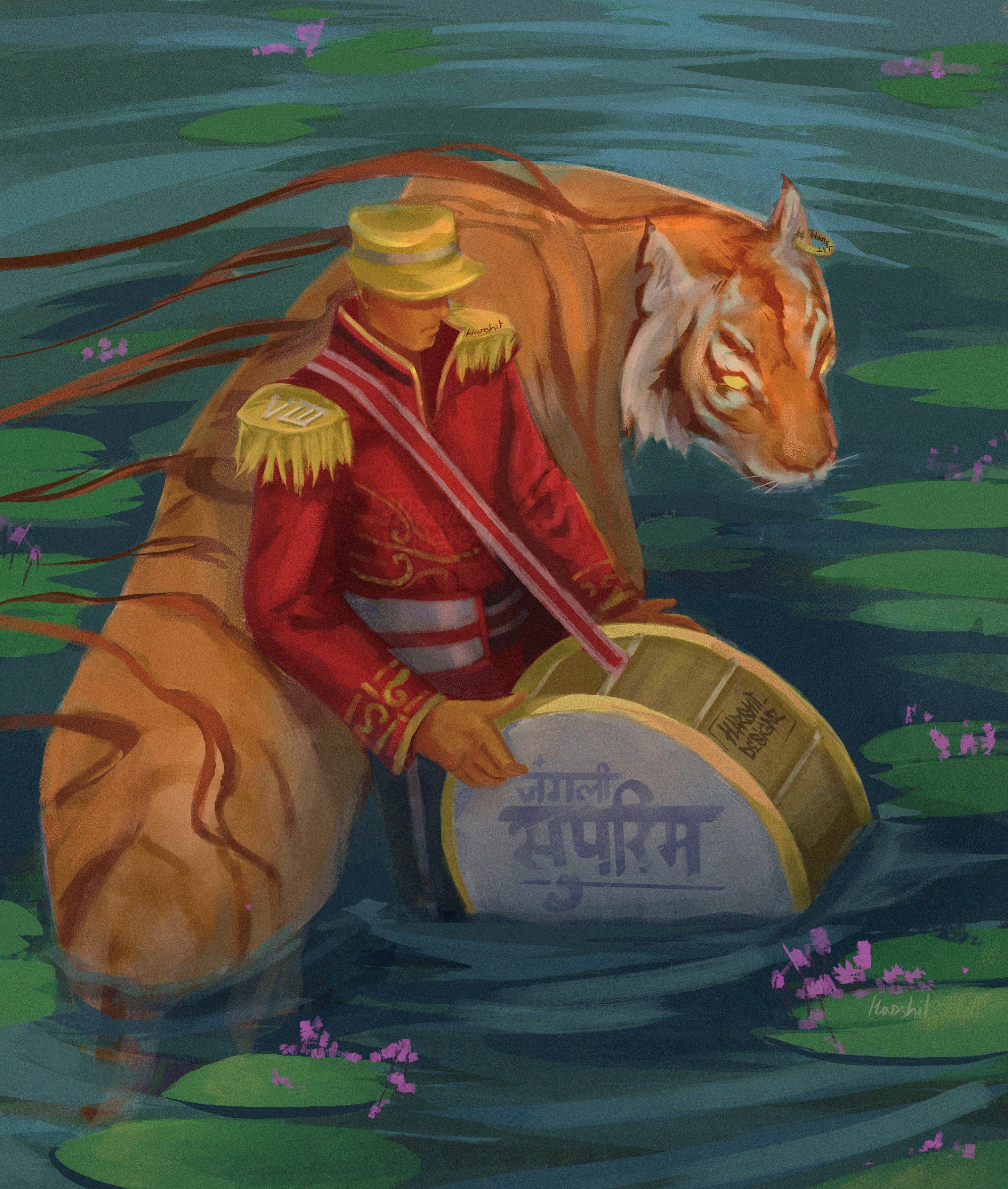 Tiger and drummer