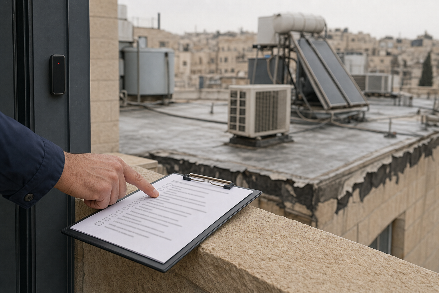 בדיקת מצב גג ומערכות מבנה לפני רכישה כחלק מהערכת הוצאות הון צפויות בנדל"ן