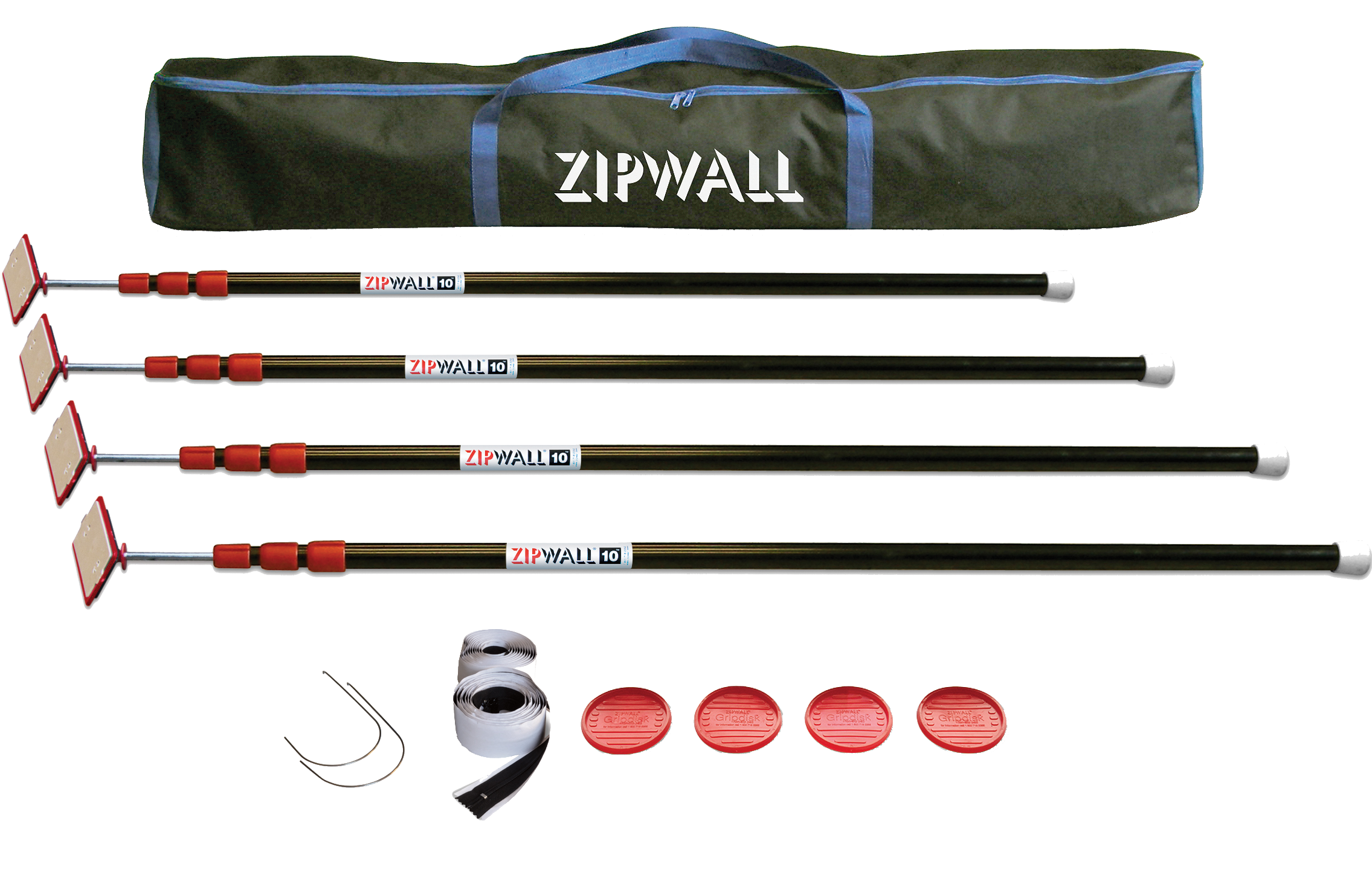 ZIPWALL 10' 4 PAK W/2 ZIPPERS