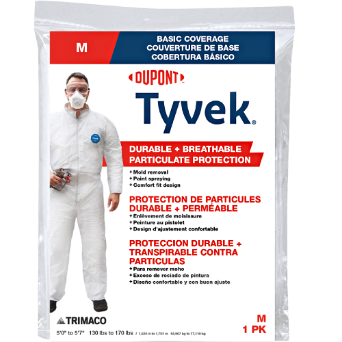 NO ELASTIC TYVEK COVERALLS MED