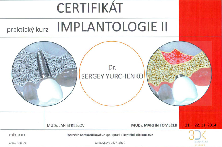 Praktický kurz Implantologie II, 3DK