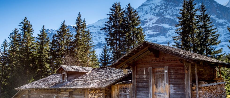 Mountain hut infront of the Eiger Northface