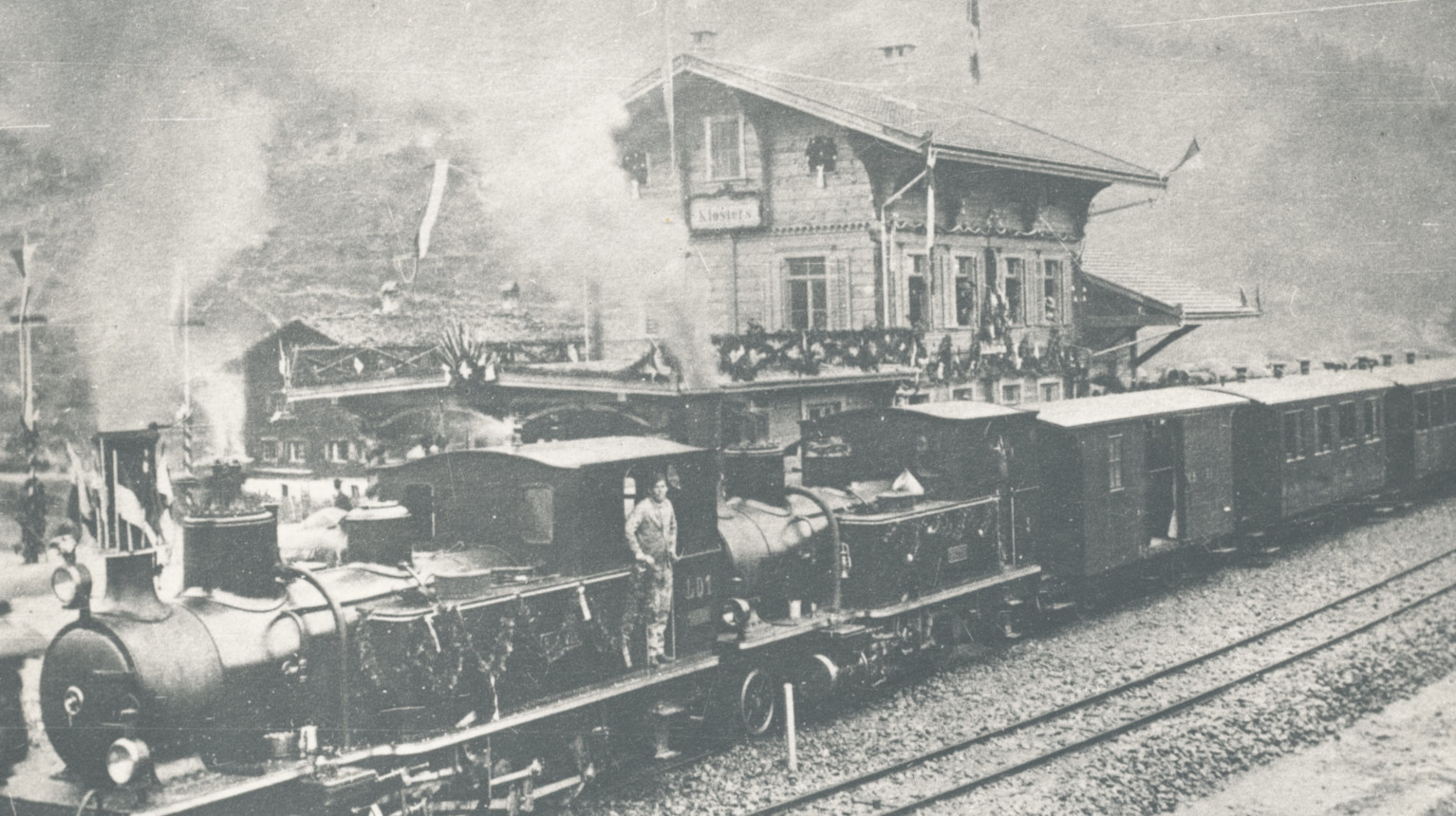 First train in Klosters; October 9, 1889 (Archive Klosters Tourism Association / Photo Foundation Graubünden / DDK, M. Jörger).