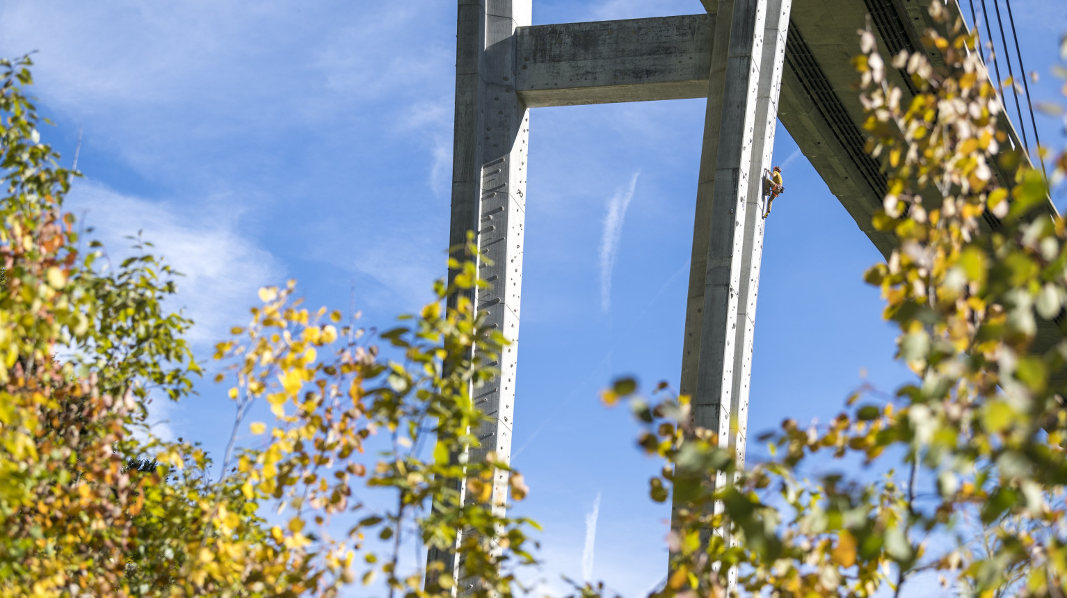 The «Sunniberg Climbing» climbing garden offers climbing routes on the equally imposing and filigree Sunniberg bridge.