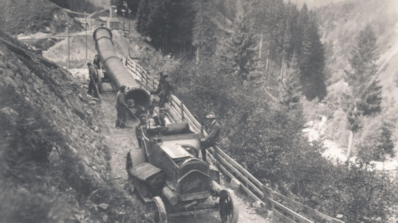 During the construction of the Schlappinbachwerk (Archive Klosters Tourism Association / Photo Foundation Graubünden).