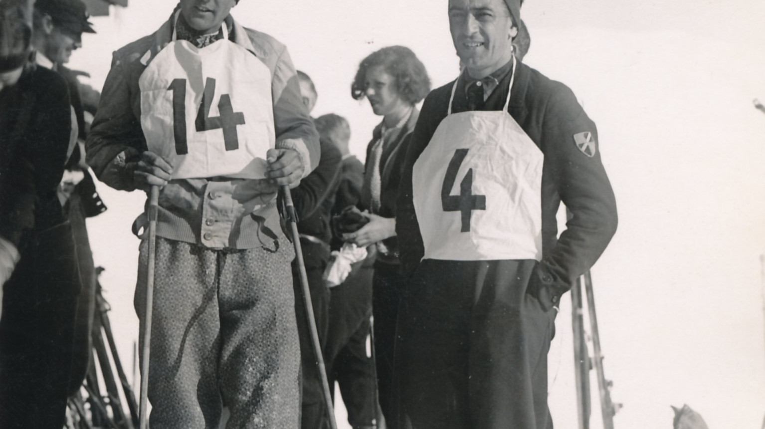 Walter Prager (no. 14) from Arosa won the legendary Parsenn Derby in 1936 (Archive Klosters Tourism Association / Photo Foundation Graubünden).