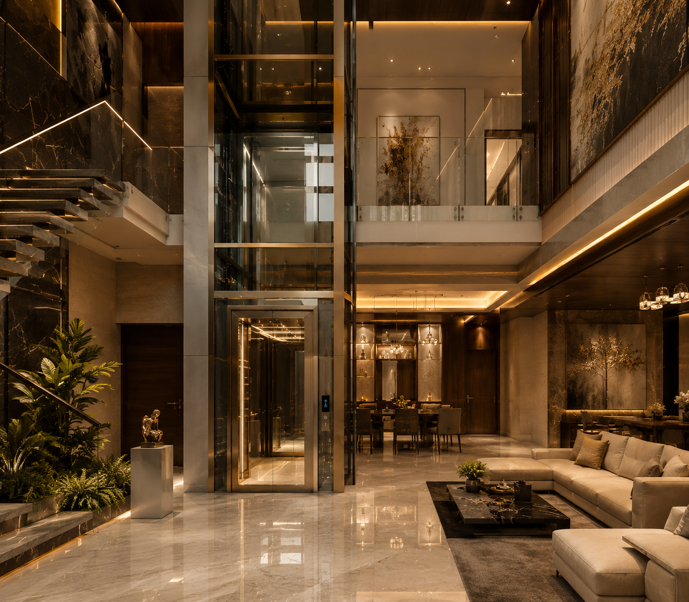 Luxury villa elevator installation in Bangalore