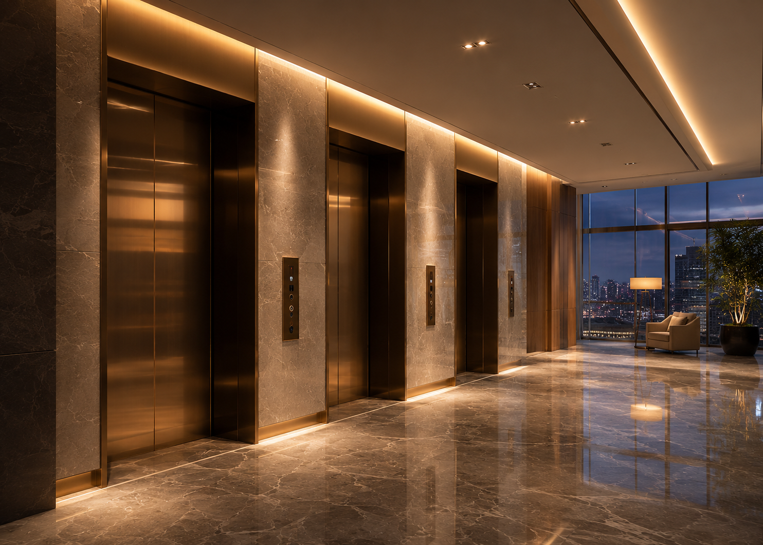 Premium apartment elevator system integrated into contemporary residential architecture by VOLO Lifts