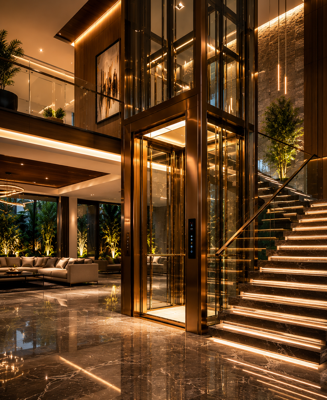 Luxury villa elevator integration project inside contemporary premium residential architecture by VOLO Lifts