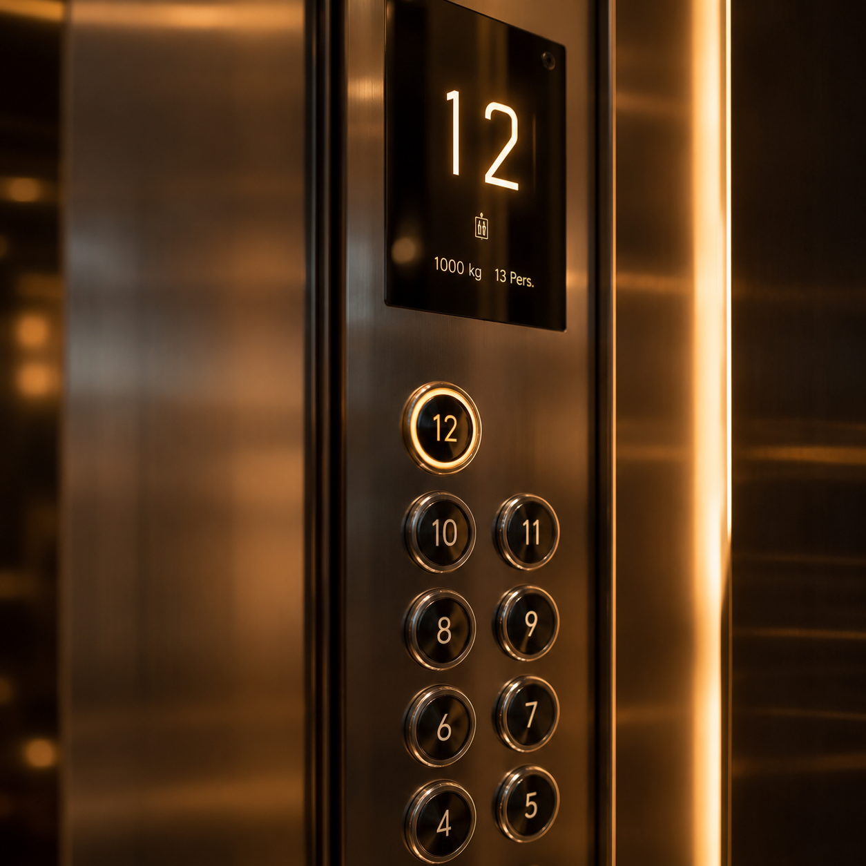 Premium elevator control panel and luxury interior detailing with ambient illumination by VOLO Lifts