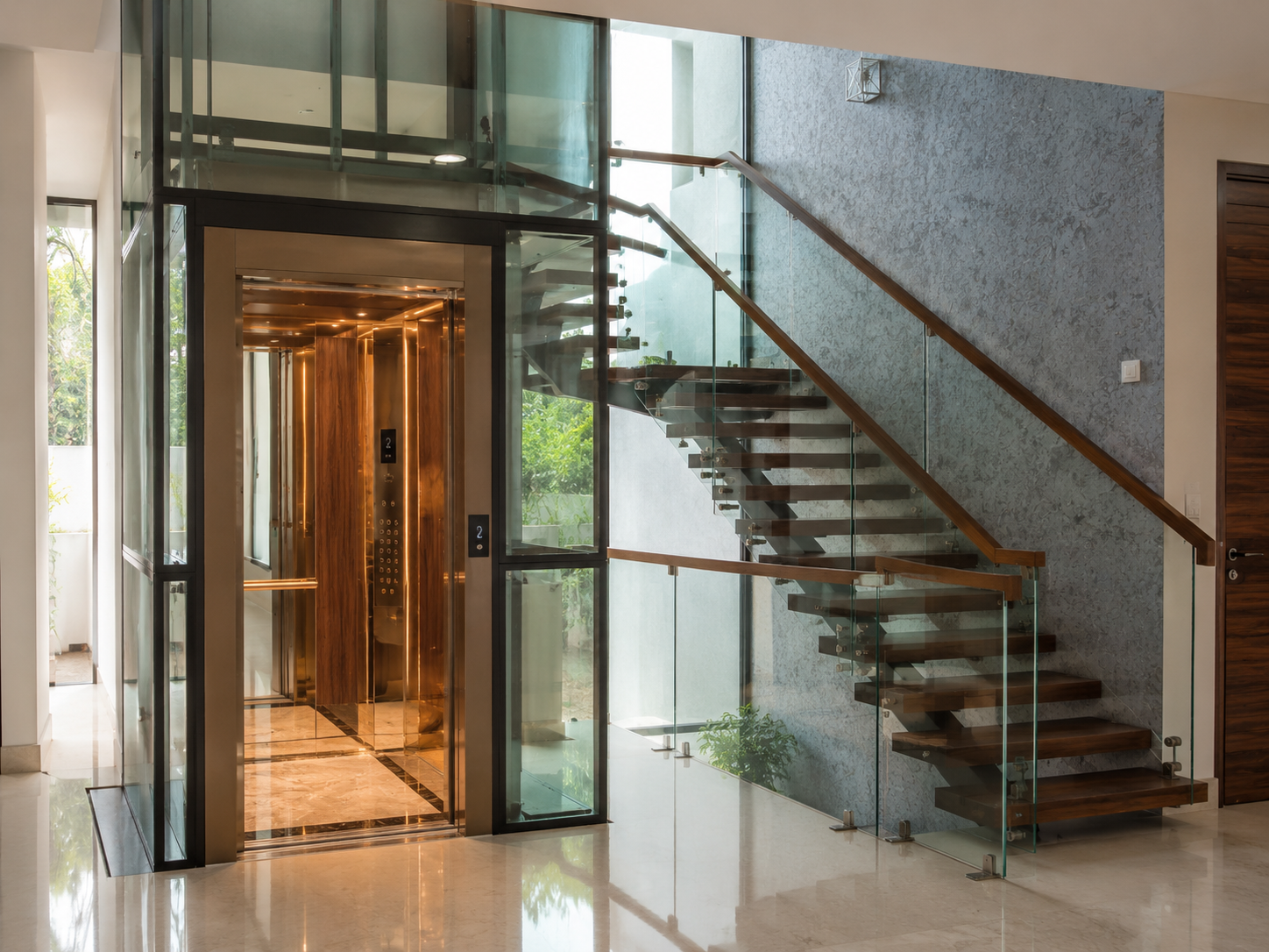 Luxury Home Elevator Installation in Whitefield Bangalore Villa with Premium Cabin Interior