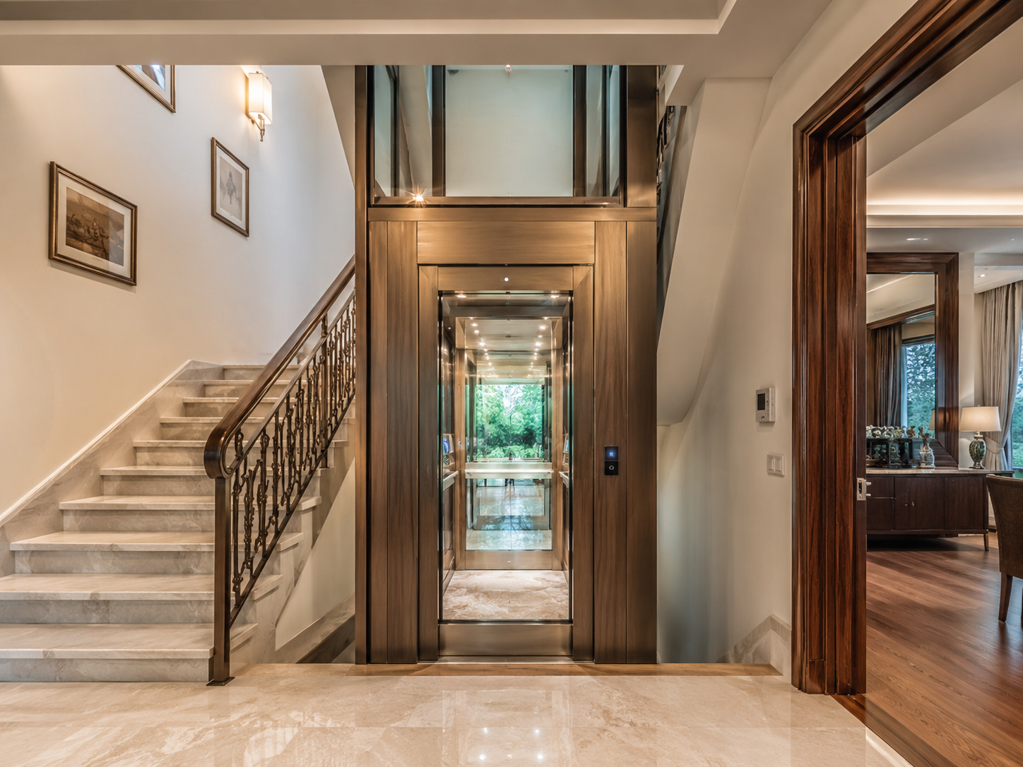 Senior Citizens Using Home Lift For Safe Independent Living