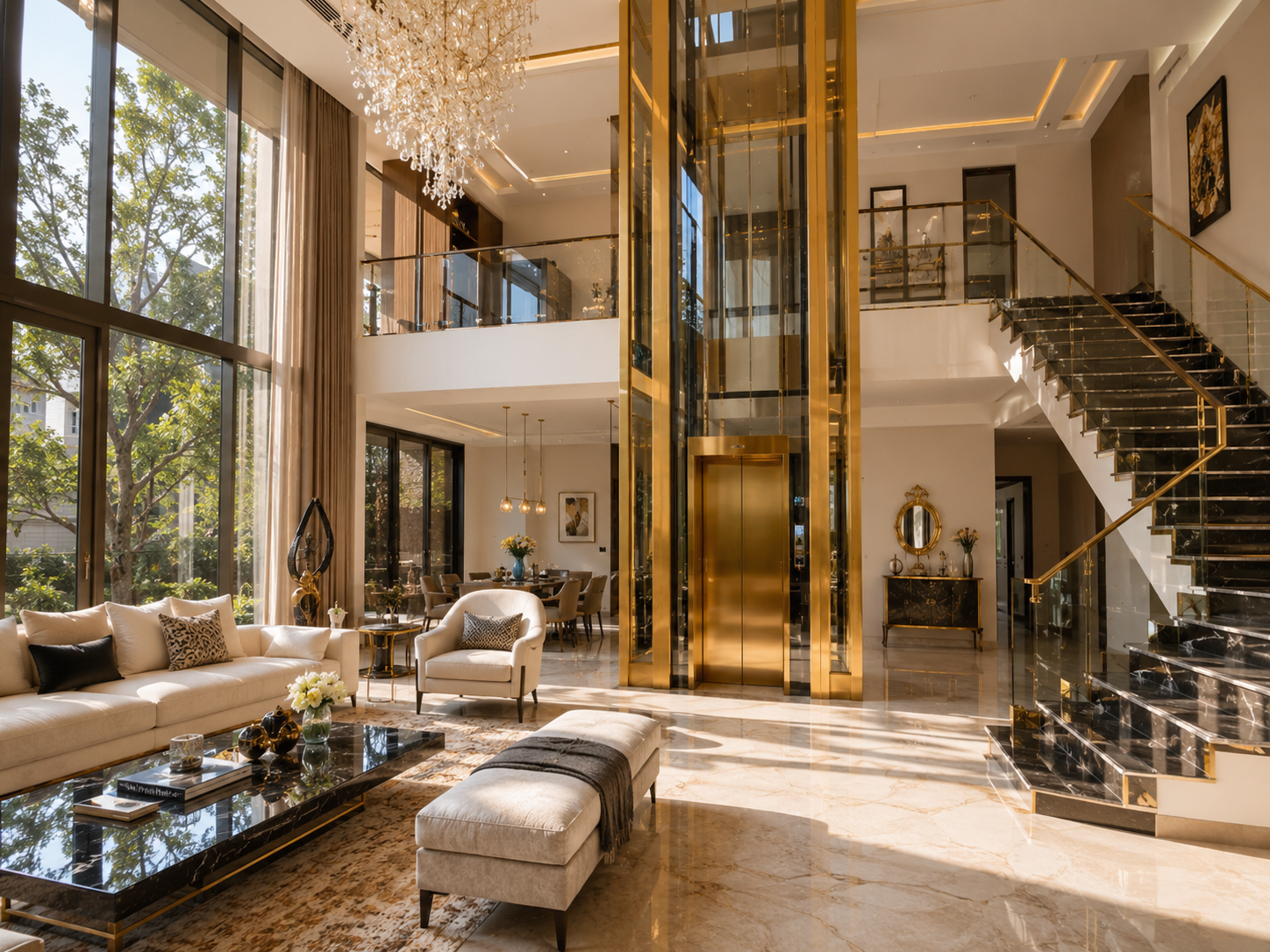 Luxury Home Lift Integrated Into Modern Bangalore Villa Architecture
