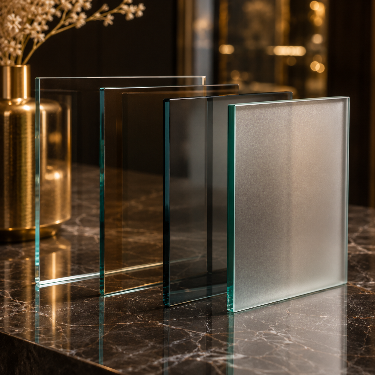 Glass customization options for Volo Phantom panoramic home elevators including clear tinted frosted and privacy glass