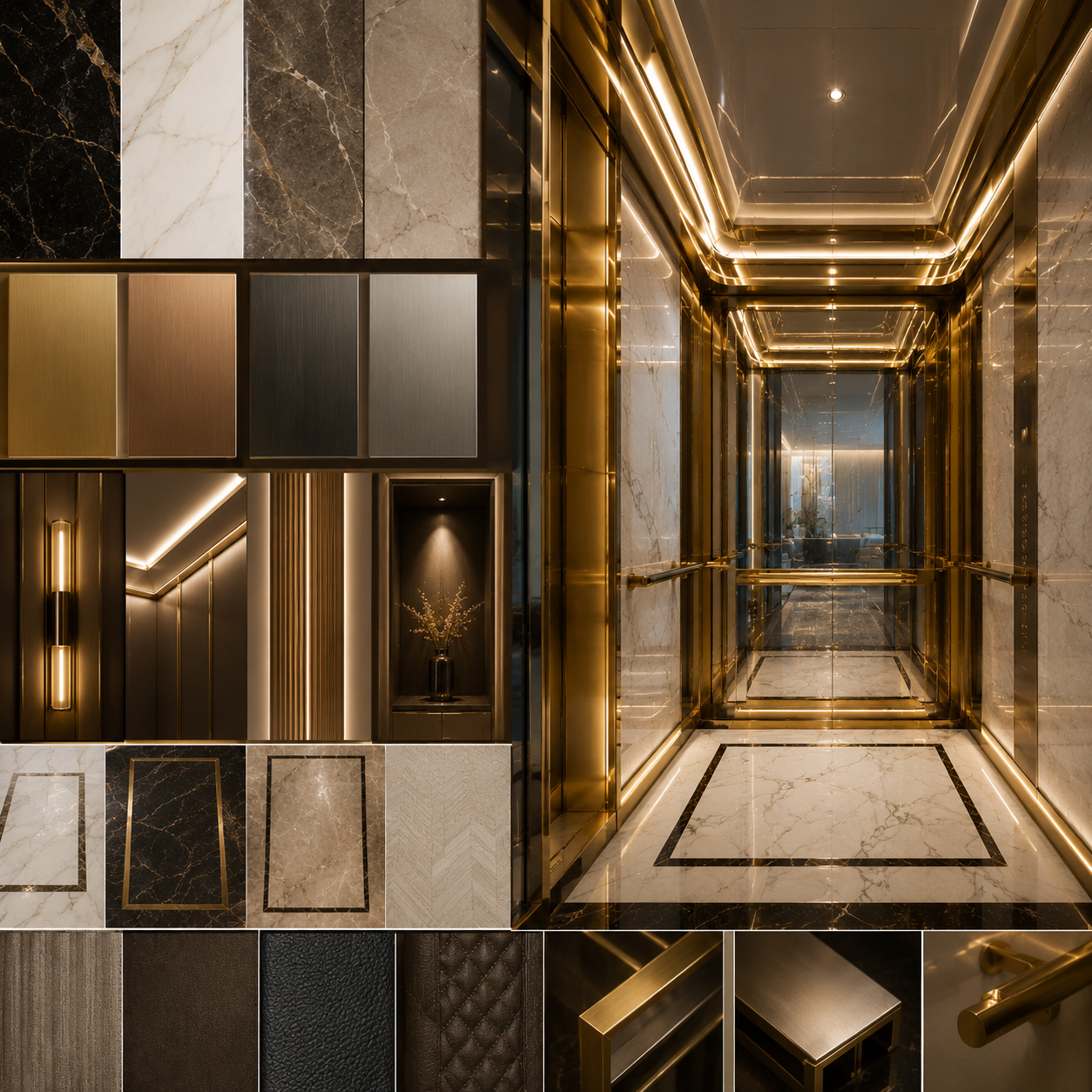Luxury interior finish collections available for Volo Phantom panoramic elevators