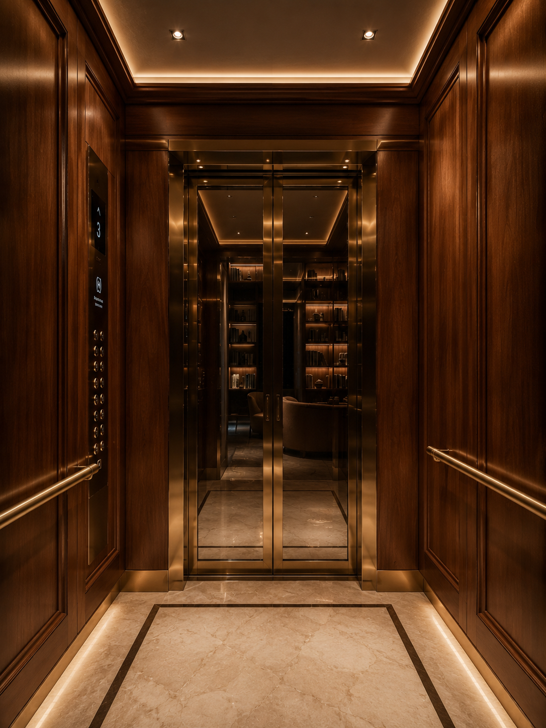 VOLO Spectre Timber Luxury Elevator Cabin Interior with Premium Wood Veneer Finish