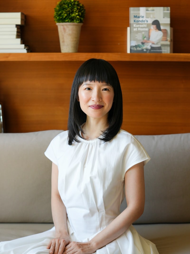 Marie Kondo, creator of the KonMari Method, demonstrating organizing techniques