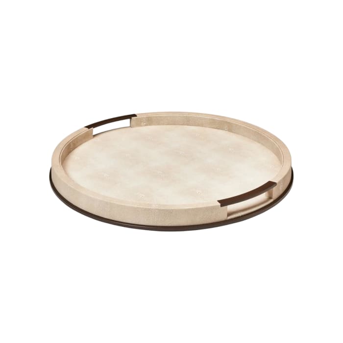 Large Round Ecru Shagreen Tray