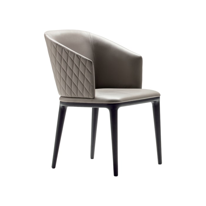 Louise Gray Leather Quilted Back Chair