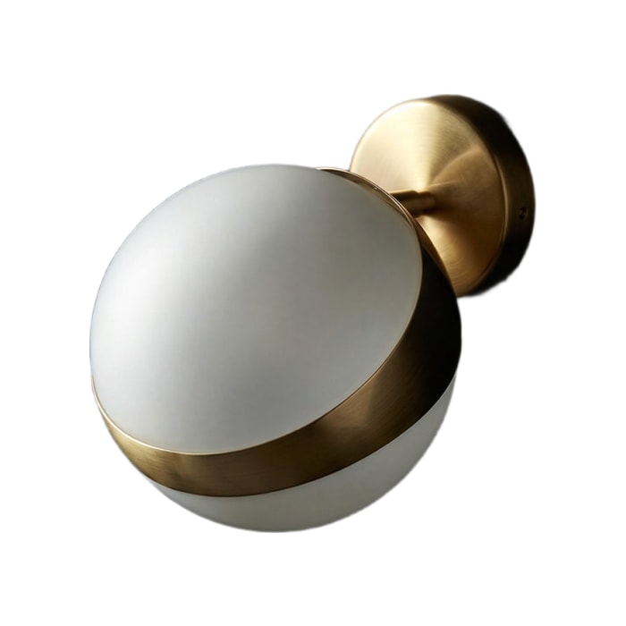 Buzz wall light in brass and frosted glass