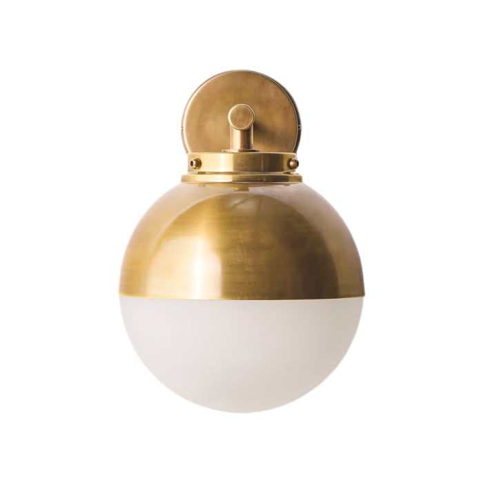 Claridge exterior IP54 wall light in glass and brass