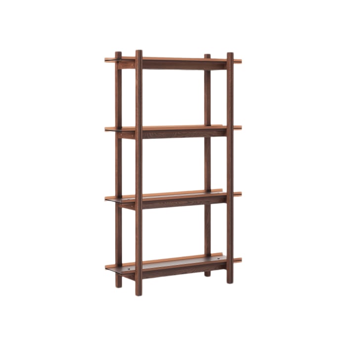 Large Oak Shelving Unit Alex with Glass Shelves