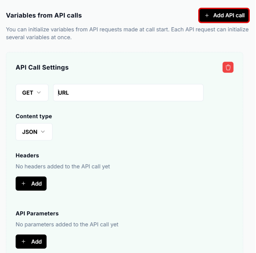 API request initialization screenshot