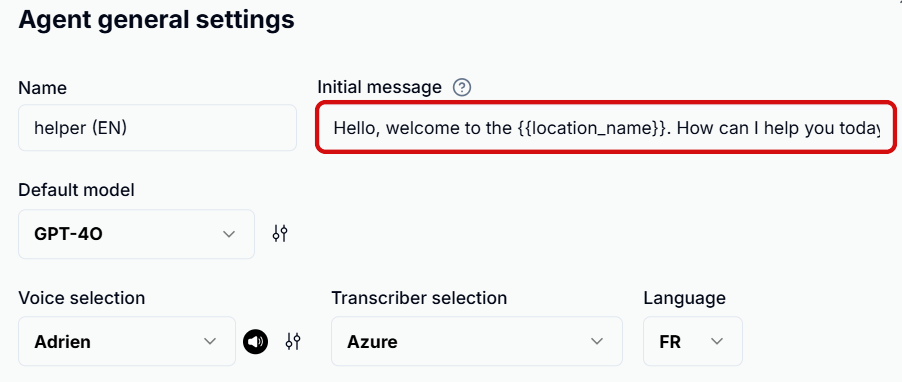 Add an intro phrase in the general settings