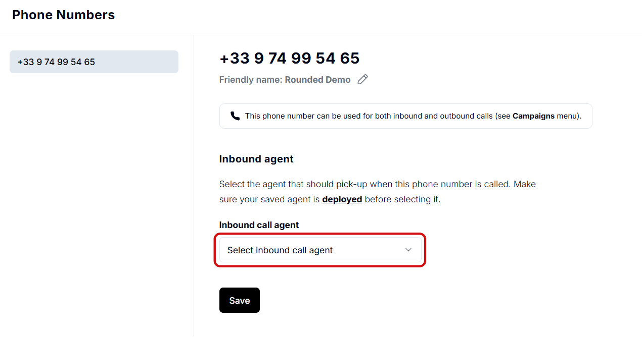 Associate agent to phone number