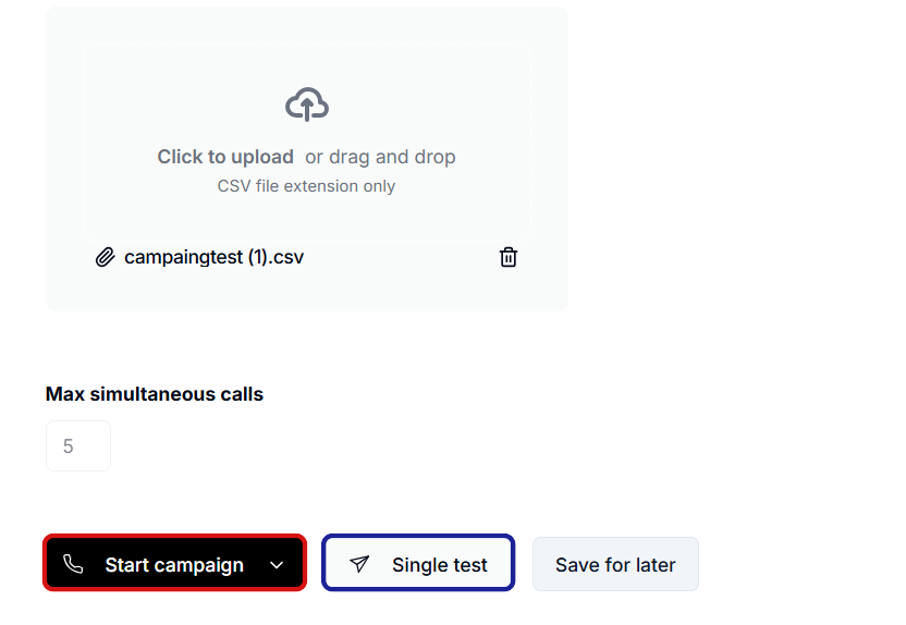 Start Campaign and proceed a single test