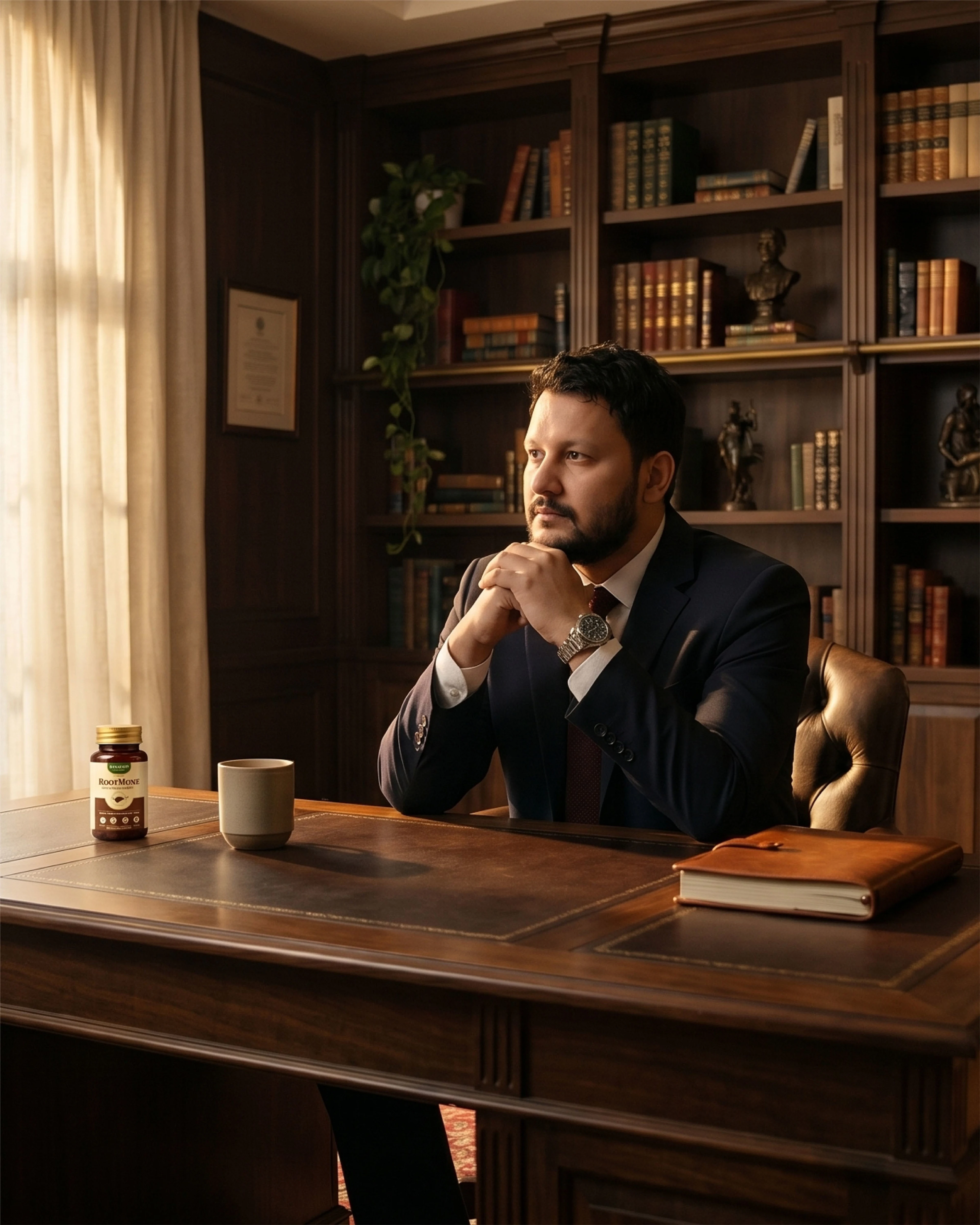 Founder at desk