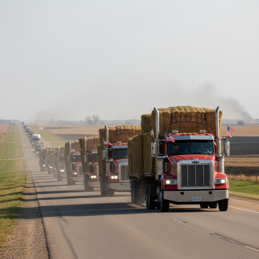 Alivio por Incendios en Nebraska: Exención de HOS Extendida, Camioneros Llevan Heno para Salvar Ganado