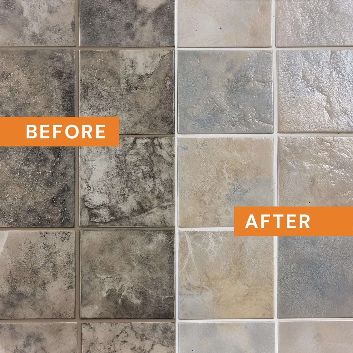 Tile cleaning before and after
