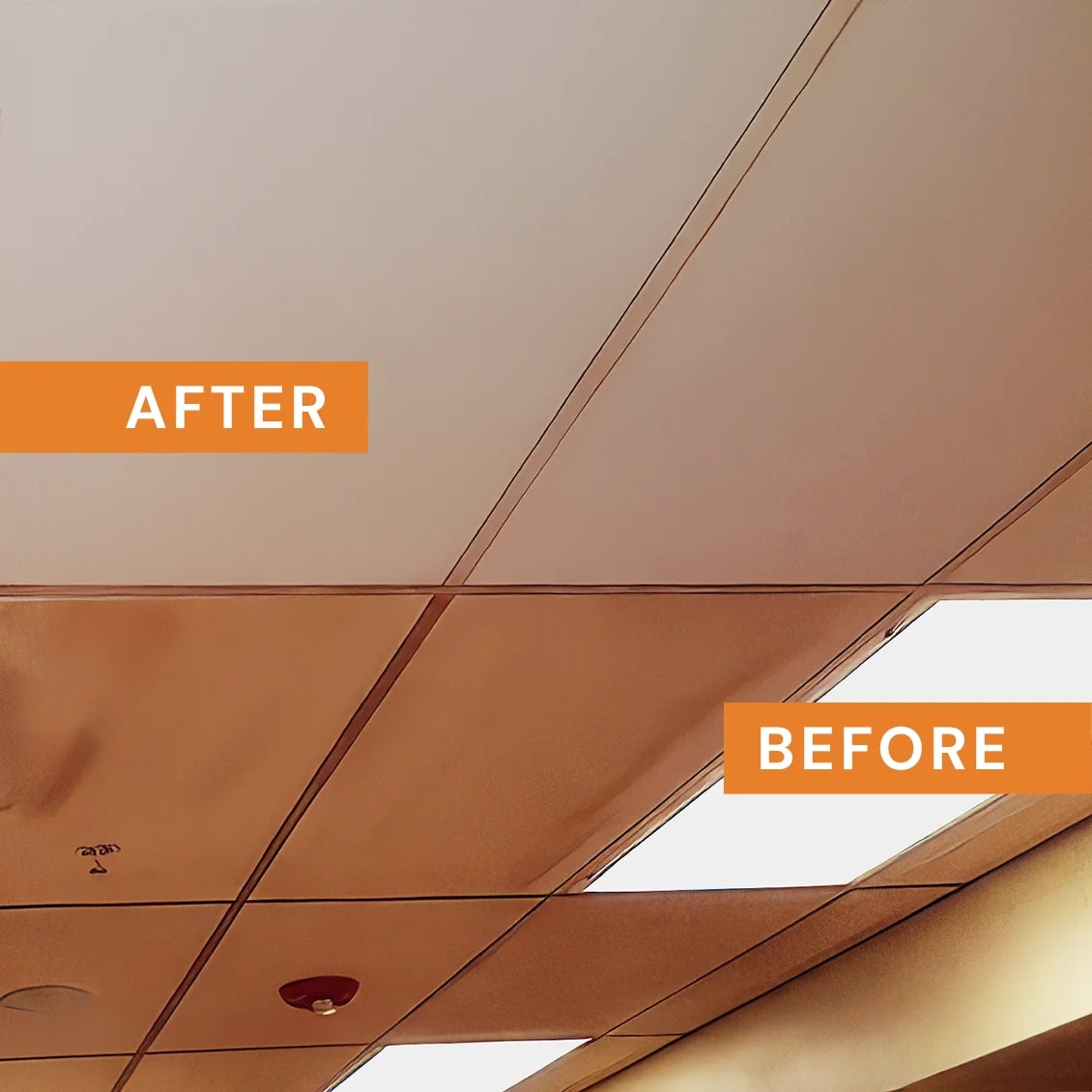 Ceiling cleaning before and after