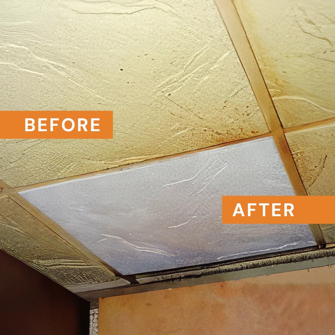 Ceiling cleaning before and after