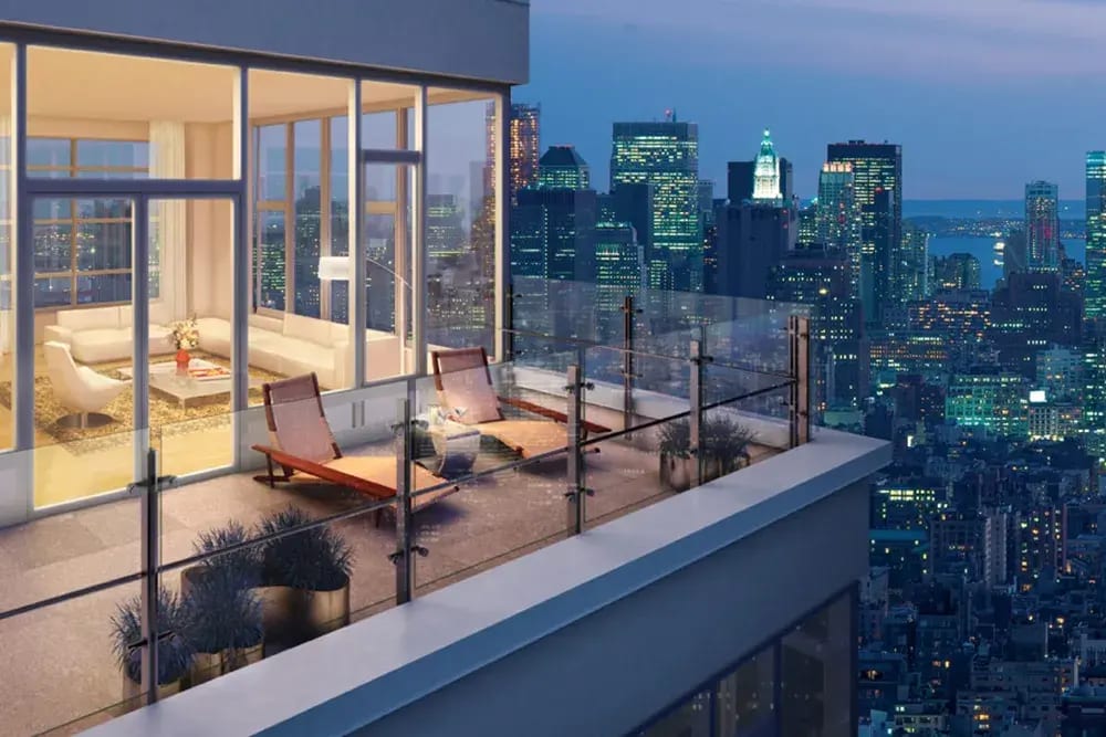 Floor-to-ceiling windows in a luxury Manhattan condo with Central Park views