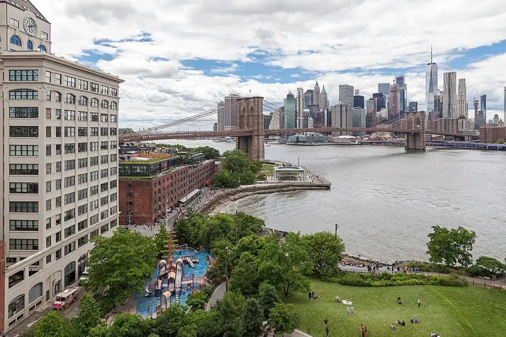 Modern luxury condominium development on the Brooklyn waterfront with Manhattan views